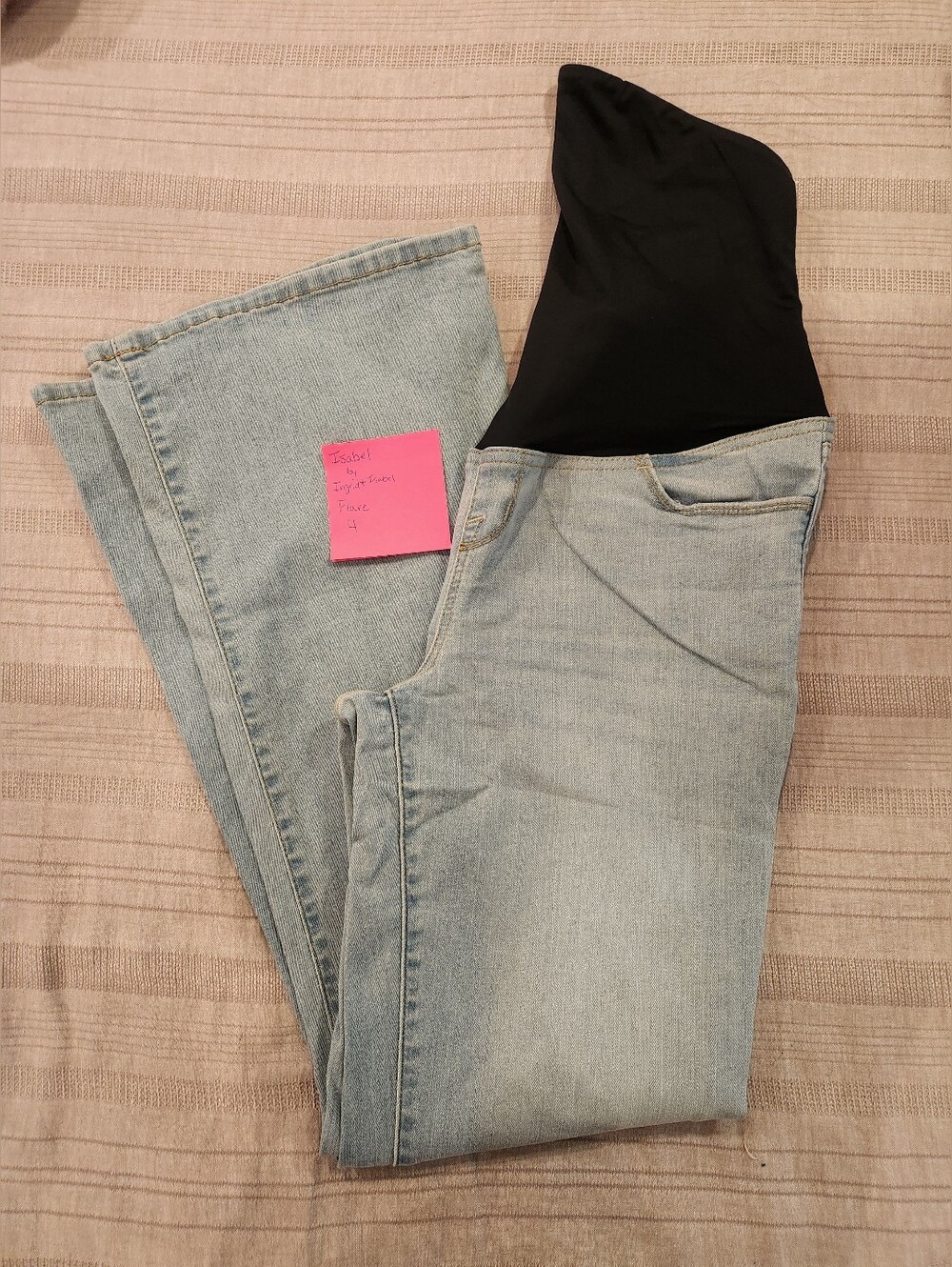 2 Pairs- Light&Dark Wash Jeans with Black Belly Panel